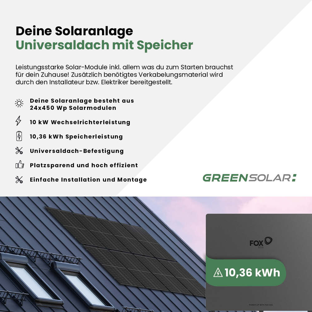 Solaranlage Universaldach 10kWp mit Speicher 10,36 kWh – Bild 2
