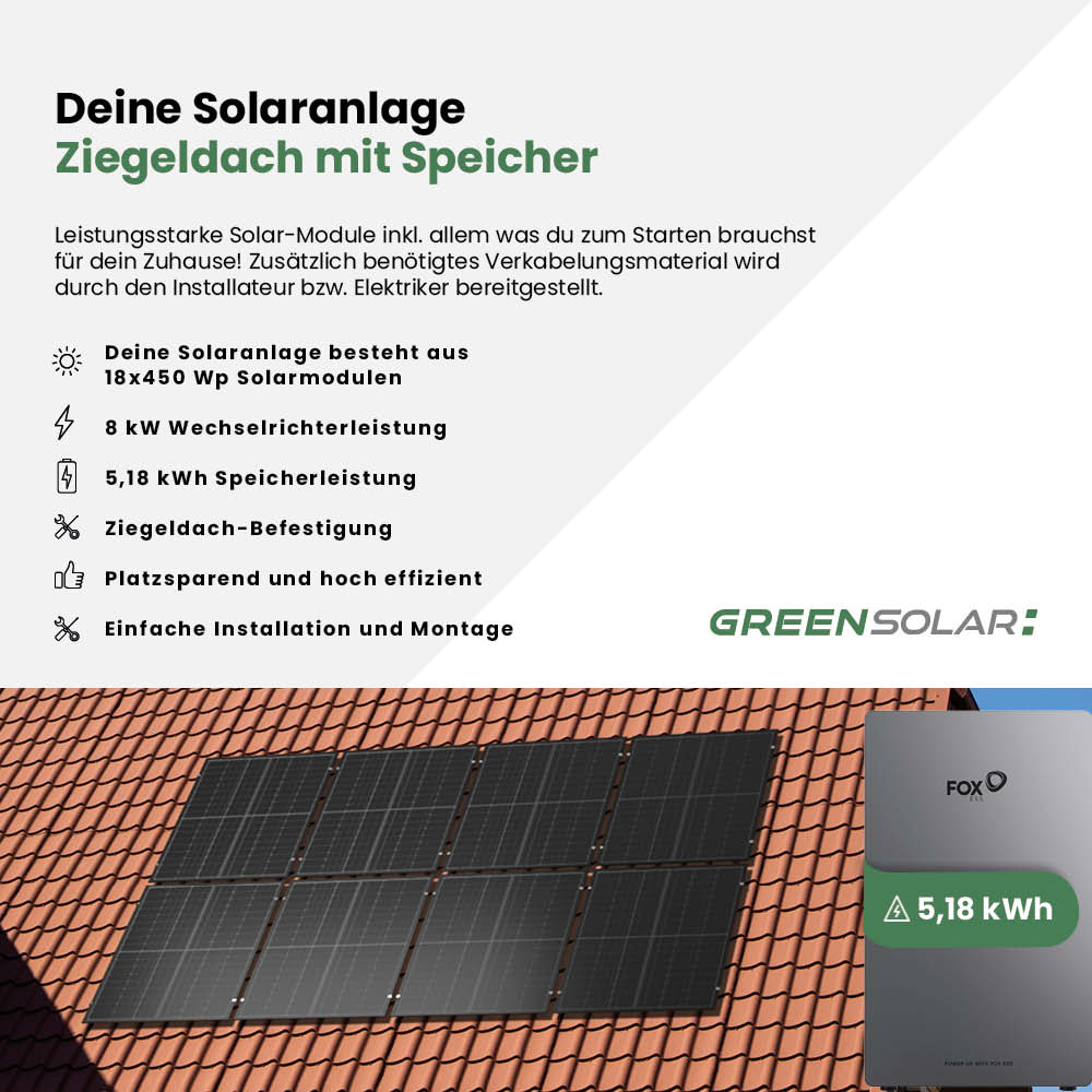 Solaranlage Ziegeldach 8kWp mit Speicher 5,18 kWh – Bild 2