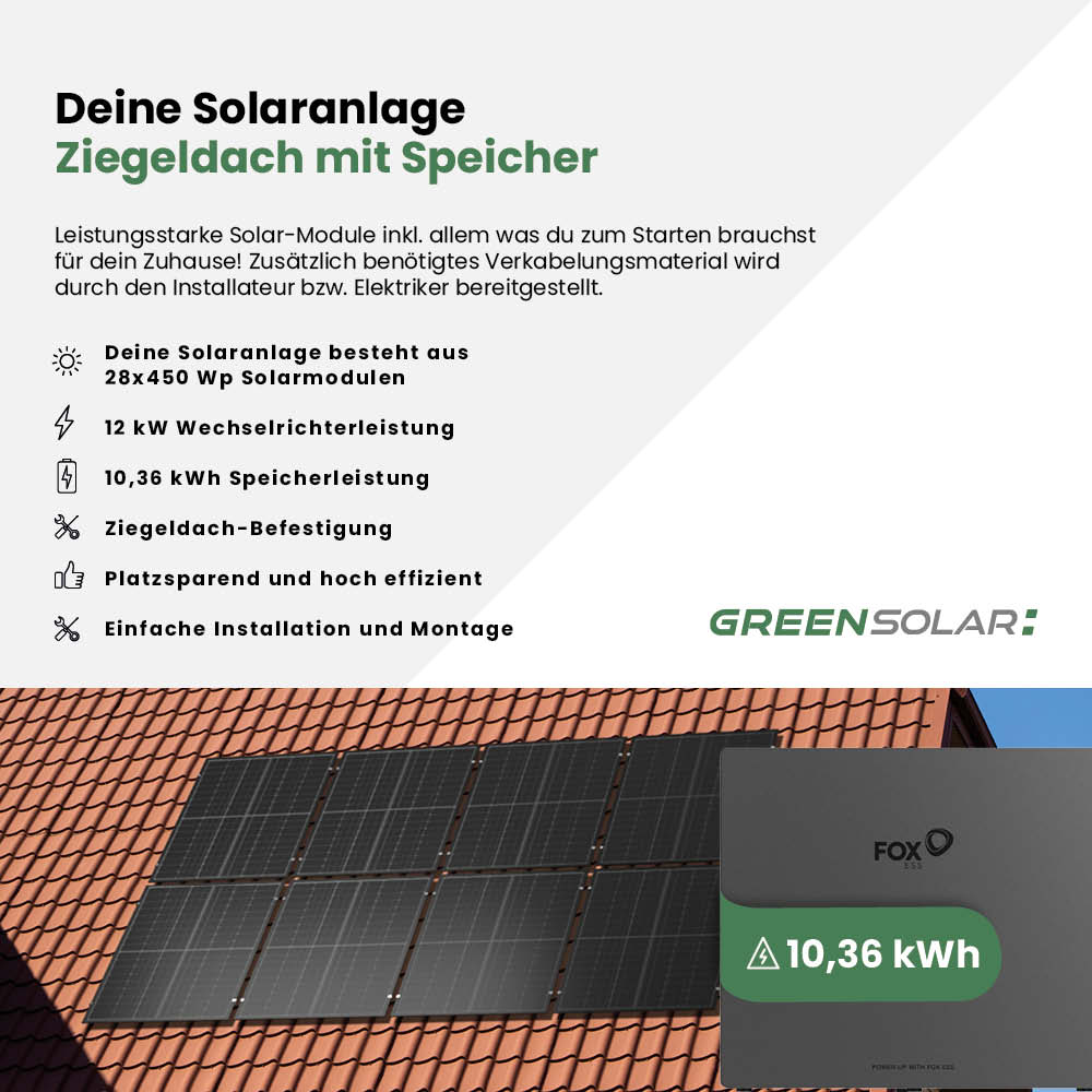 Solaranlage Ziegeldach 12kWp mit Speicher 10,36 kWh – Bild 2