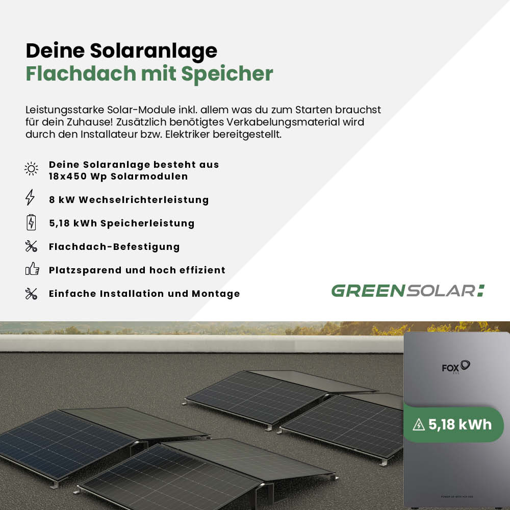 Solaranlage Flachdach 8kWp mit Speicher 5,18 kWh – Bild 2