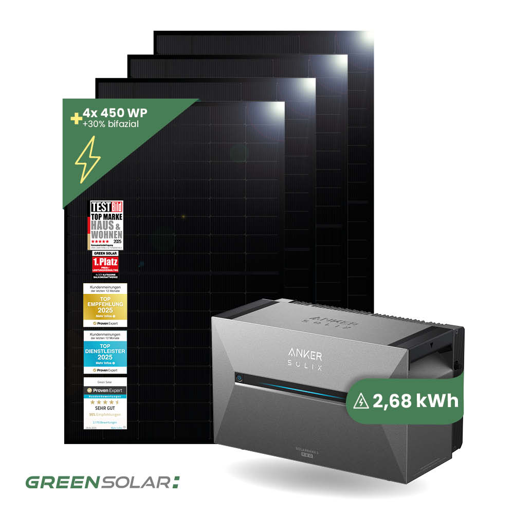 Balkonkraftwerk Basis XL 1800W mit Anker SOLIX Solarbank 3 E-2700 Pro