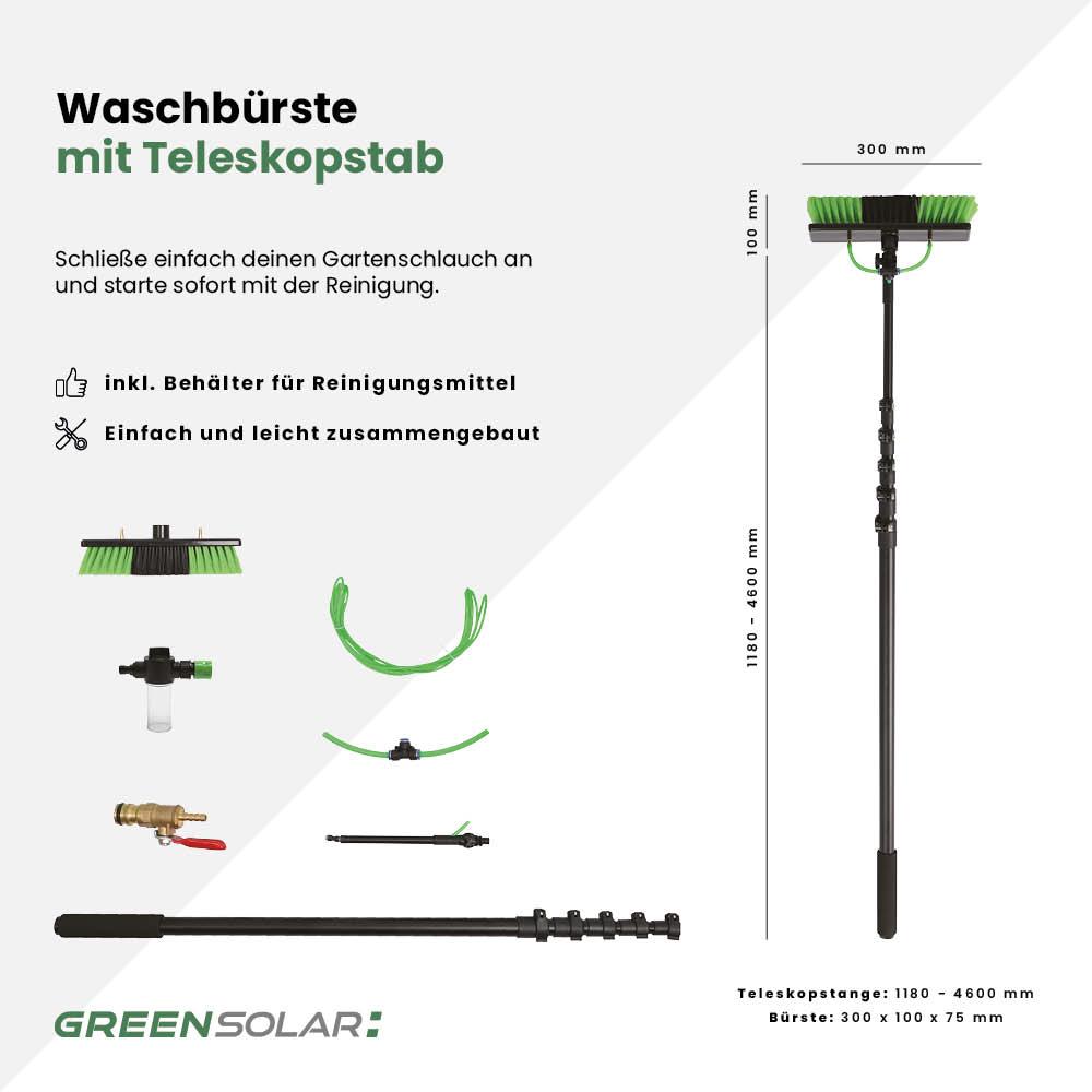 Waschbürste mit Teleskopstab 4,6m inkl. Nano-Molekularer Photovoltaikreiniger 1 lt. - 5% Verdünnung – Bild 4
