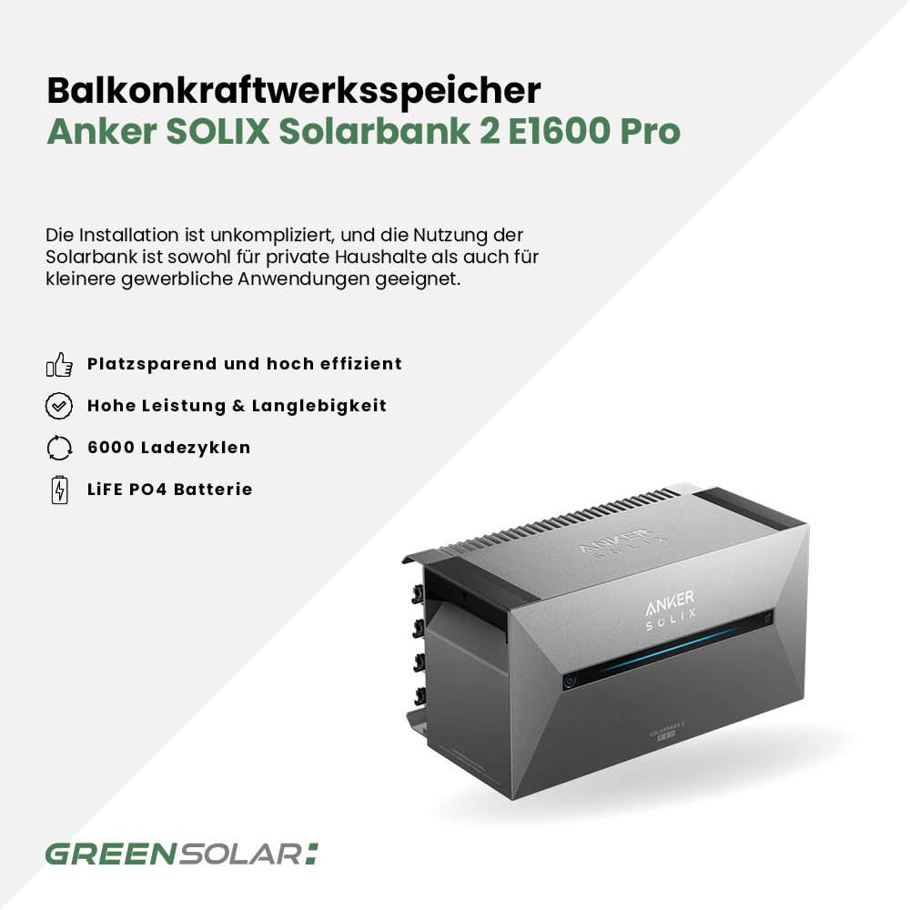 Balkonkraftwerkspeicher 1,60kWh "Anker SOLIX Solarbank 2 E1600 Pro" – Bild 3