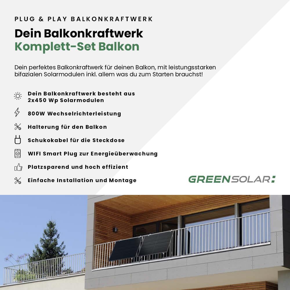 Balkonkraftwerk Balkon M - Komplett-Set (900W) – Bild 2